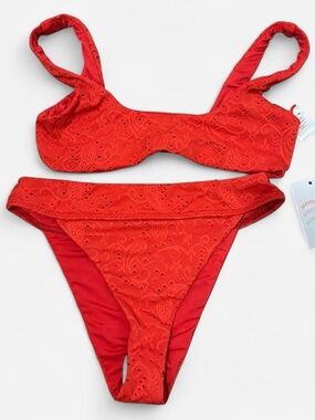 Dippin' Daisy's Red Lace-Texture Bikini